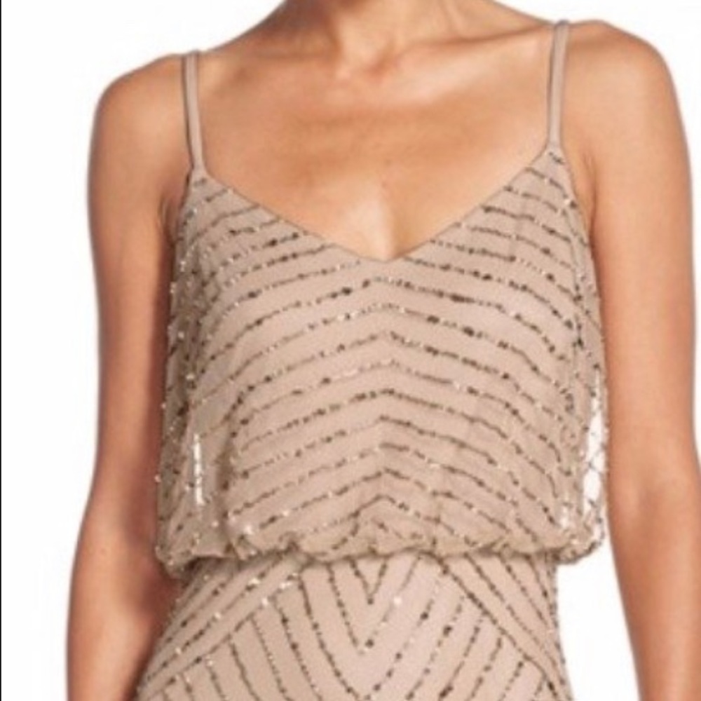 Adrianna Papell Art Deco Blouson Beaded Gown